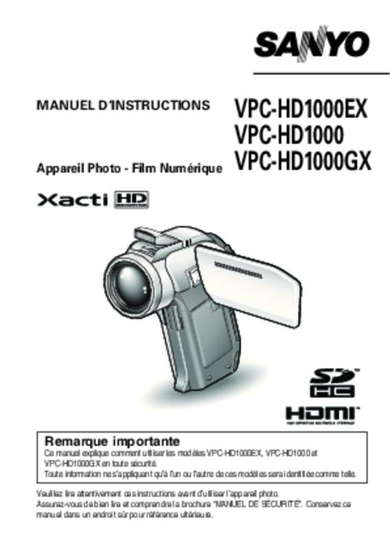 Guide utilisation  LOGICOM-SANYO XACTI VPC-HD1000  de la marque LOGICOM-SANYO