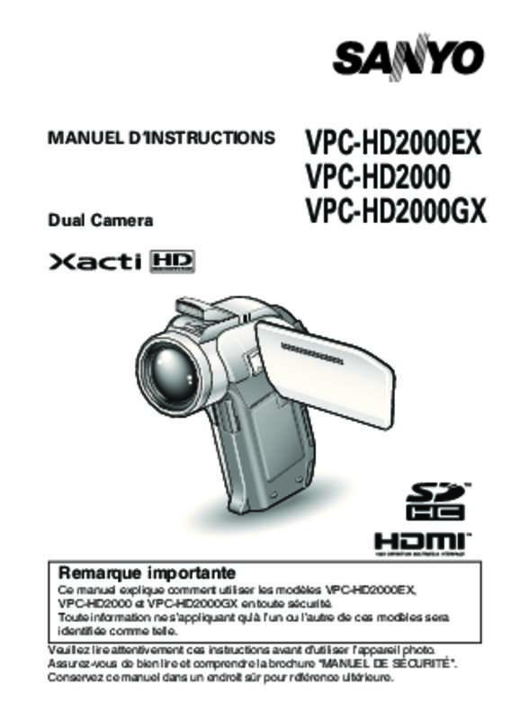 Guide utilisation  LOGICOM-SANYO XACTI VPC-HD2000GX  de la marque LOGICOM-SANYO