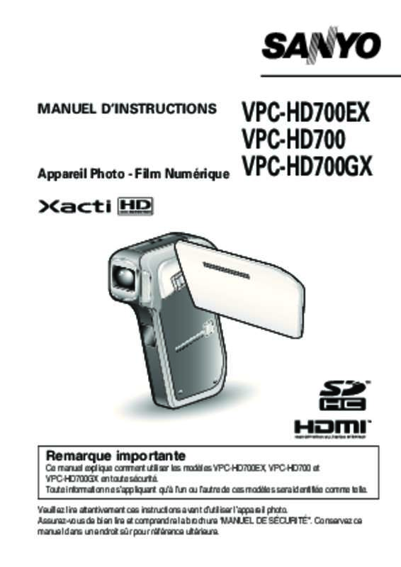Guide utilisation  LOGICOM-SANYO XACTI VPC-HD700  de la marque LOGICOM-SANYO