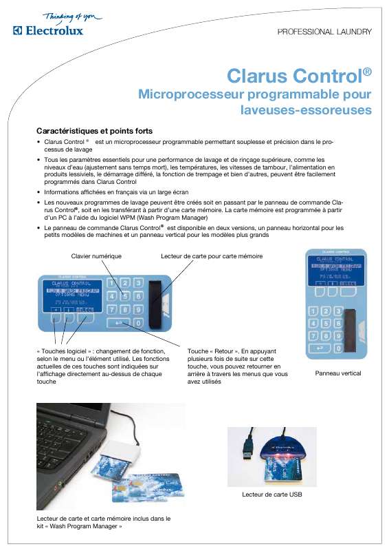 Guide utilisation  ELECTROLUX LAUNDRY SYSTEMS CLARUS CONTROL  de la marque ELECTROLUX LAUNDRY SYSTEMS