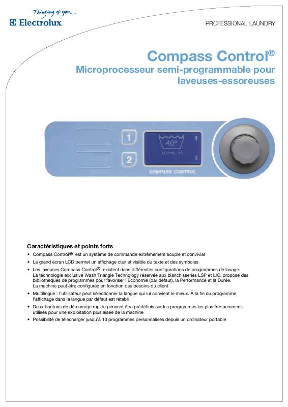 Guide utilisation  ELECTROLUX LAUNDRY SYSTEMS COMPASS CONTROL  de la marque ELECTROLUX LAUNDRY SYSTEMS