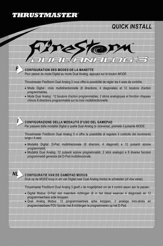 Guide utilisation  TRUSTMASTER FIRESTORM DUAL ANALOG 3  de la marque TRUSTMASTER