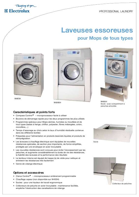Guide utilisation  ELECTROLUX LAUNDRY SYSTEMS W465H  de la marque ELECTROLUX LAUNDRY SYSTEMS