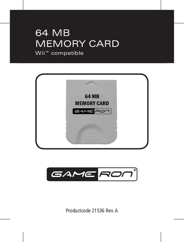 Guide utilisation GAMERON 64MB MEMORY CARD  de la marque GAMERON