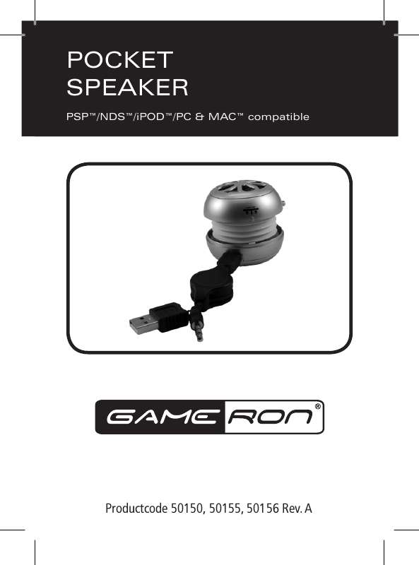 Guide utilisation GAMERON POCKET SPEAKER PSP & NDS & IPOD & PC & MAC  de la marque GAMERON