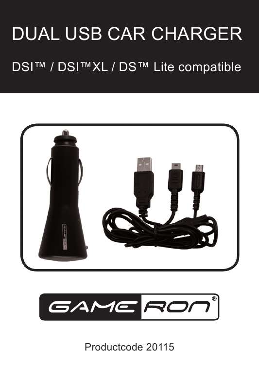 Guide utilisation GAMERON DUAL USB CAR CHARGER DSI LITE COMPATIBLE  de la marque GAMERON