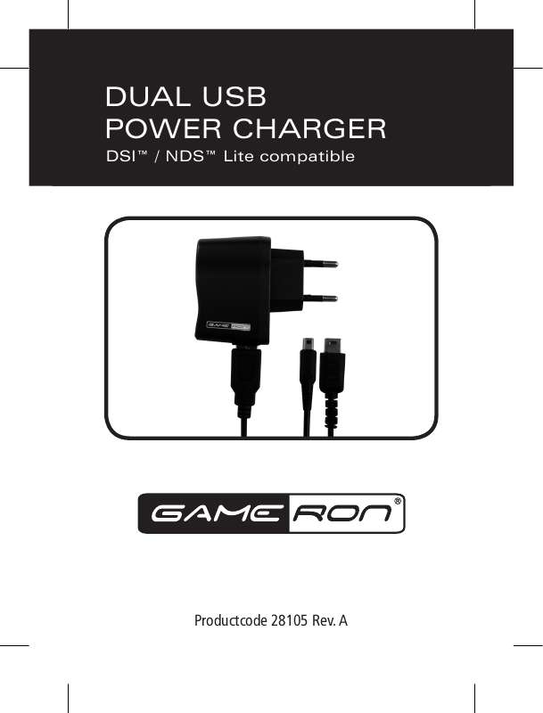 Guide utilisation GAMERON DUAL USB POWER CHARGER DSI LITE COMPATIBLE  de la marque GAMERON