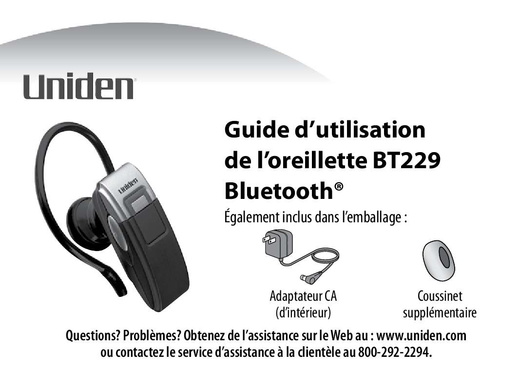 Guide utilisation  UNIDEN BT229  de la marque UNIDEN