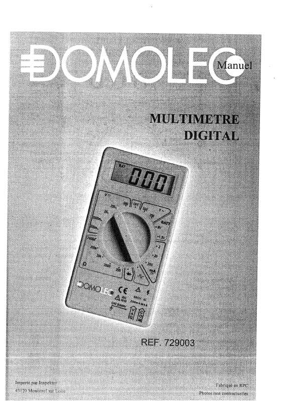 Guide utilisation  DOMOLEC MULTIMETRE DIGITAL 729003  de la marque DOMOLEC