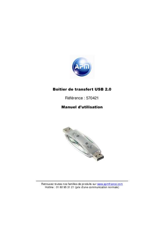 Guide utilisation  APM BOîTIER DE TRANSFERT USB 2.0  de la marque APM