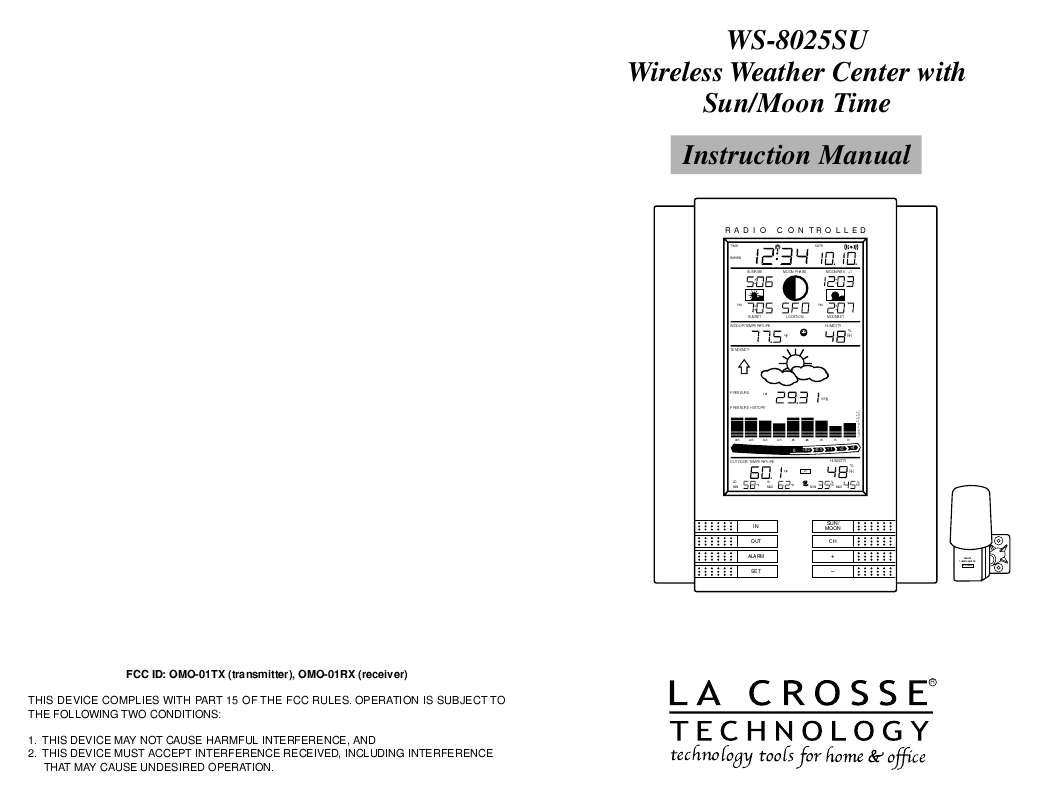 Guide utilisation  LA CROSS TECHNOLOGY WS-8025SU  de la marque LA CROSS TECHNOLOGY