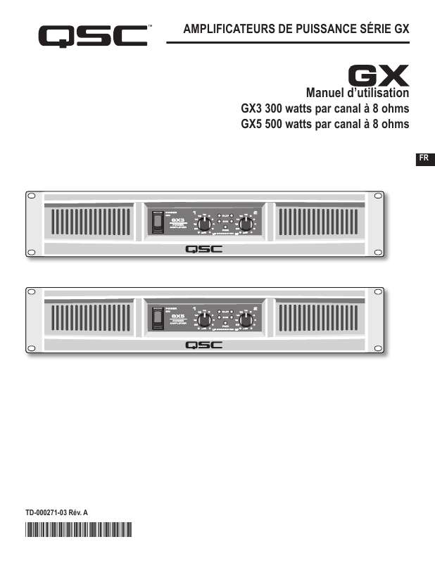 Guide utilisation  QSC AUDIO GX5  de la marque QSC AUDIO