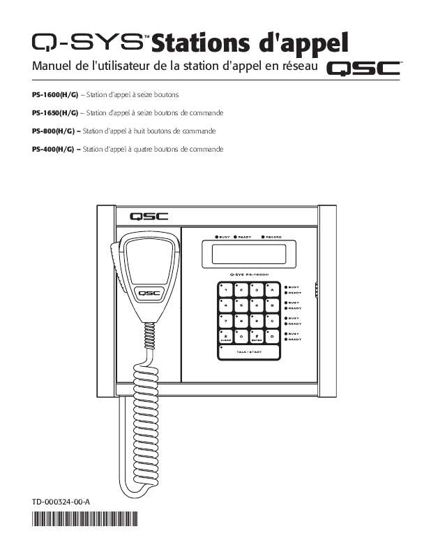 Guide utilisation  QSC AUDIO PS-1600G  de la marque QSC AUDIO