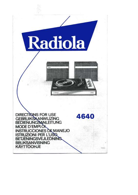 Guide utilisation  RADIOLA 4640  de la marque RADIOLA