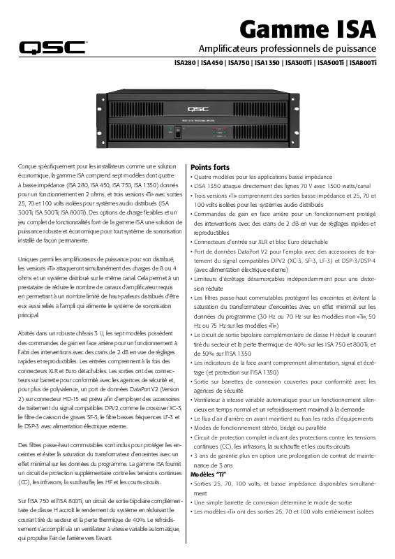 Guide utilisation  QSC AUDIO ISA450  de la marque QSC AUDIO
