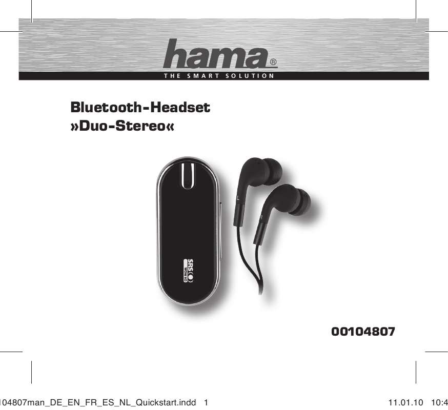 Guide utilisation HAMA BLUETOOTH-HEADSET DUO-STEREO  de la marque HAMA