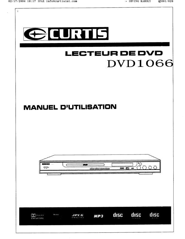 Guide utilisation  CURTIS DVD1066  de la marque CURTIS