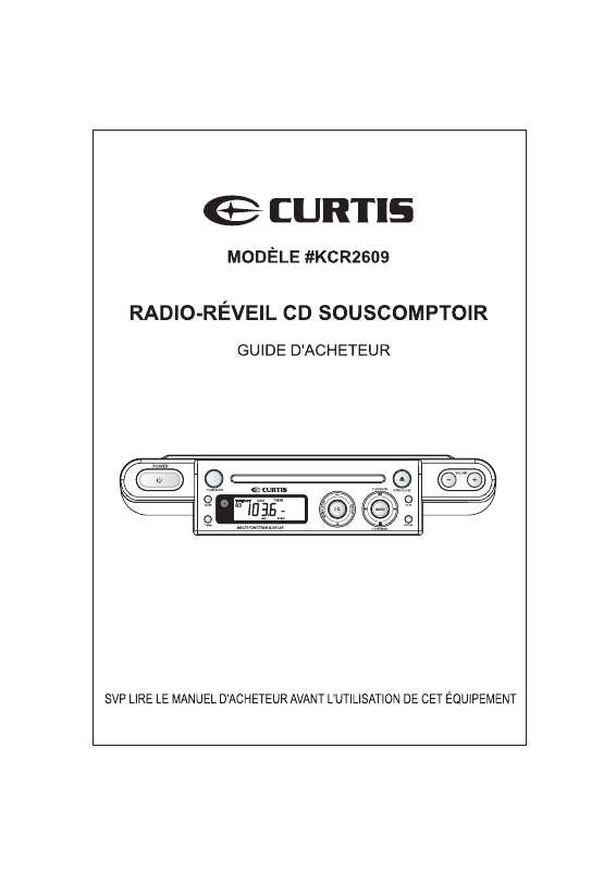Guide utilisation  CURTIS KCR2609  de la marque CURTIS