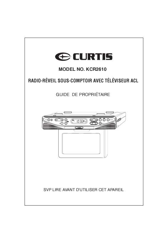 Guide utilisation  CURTIS KCR2610  de la marque CURTIS