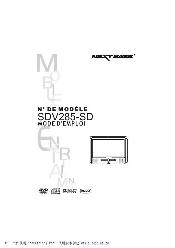 Guide utilisation NEXT BASE SDV285-SD  de la marque NEXT BASE