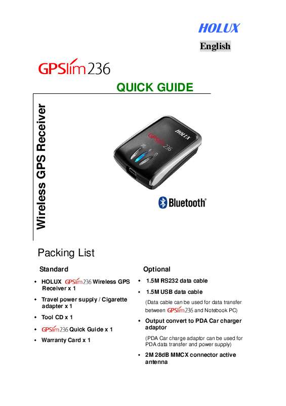 Guide utilisation HOLUX GPSLIM 236  de la marque HOLUX