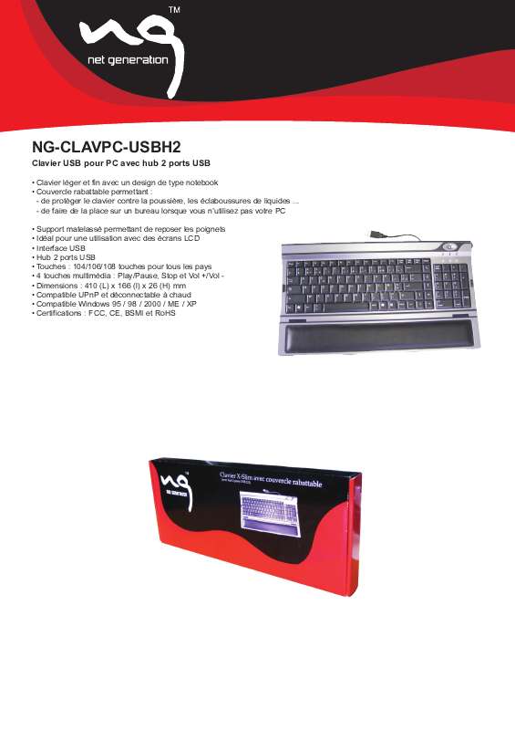Guide utilisation  NET GENERATION NG-CLAVPC-USBH2  de la marque NET GENERATION