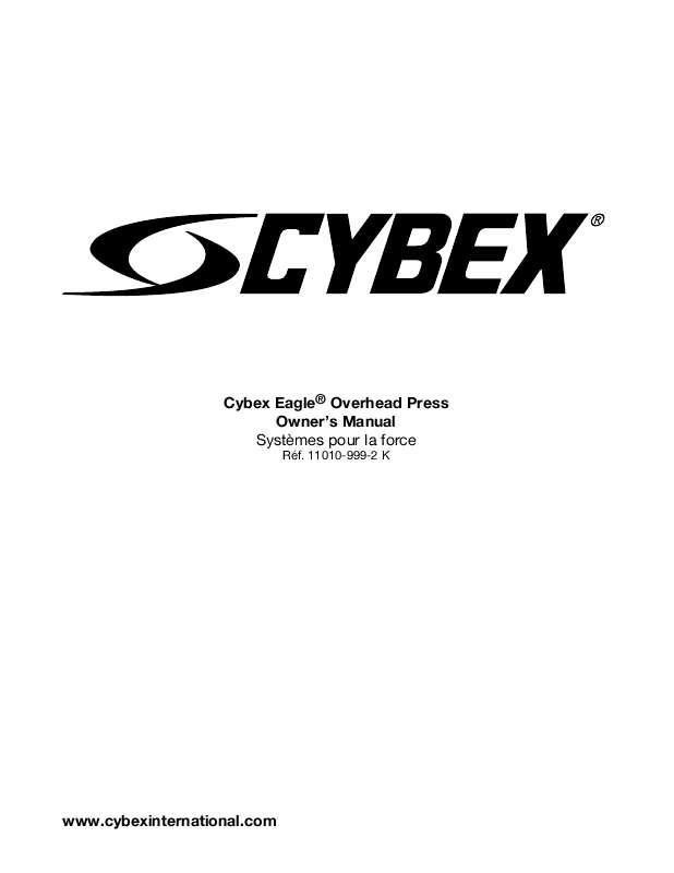 Guide utilisation  CYBEX INTERNATIONAL 11010_OVERHEAD PRESS  de la marque CYBEX INTERNATIONAL