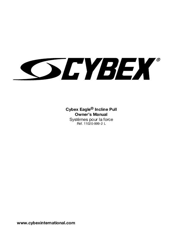 Guide utilisation  CYBEX INTERNATIONAL 11020_INCLINE PULL  de la marque CYBEX INTERNATIONAL