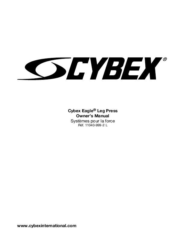 Guide utilisation  CYBEX INTERNATIONAL 11040_LEG PRESS  de la marque CYBEX INTERNATIONAL