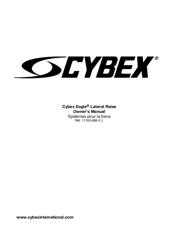 Guide utilisation  CYBEX INTERNATIONAL 11160_LAT RAISE  de la marque CYBEX INTERNATIONAL