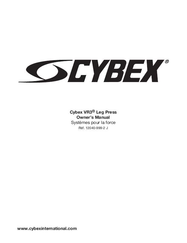Guide utilisation  CYBEX INTERNATIONAL 12040 LEG PRESS  de la marque CYBEX INTERNATIONAL