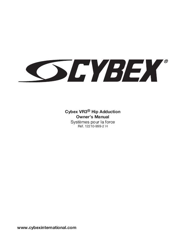 Guide utilisation  CYBEX INTERNATIONAL 12210 HIP ADDUCTION  de la marque CYBEX INTERNATIONAL