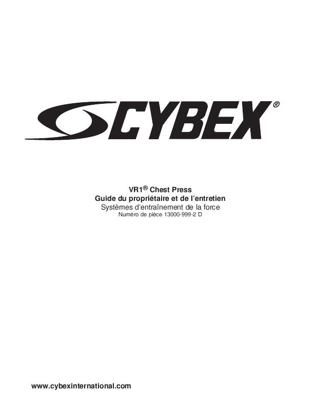 Guide utilisation  CYBEX INTERNATIONAL 13000 CHEST PRESS  de la marque CYBEX INTERNATIONAL