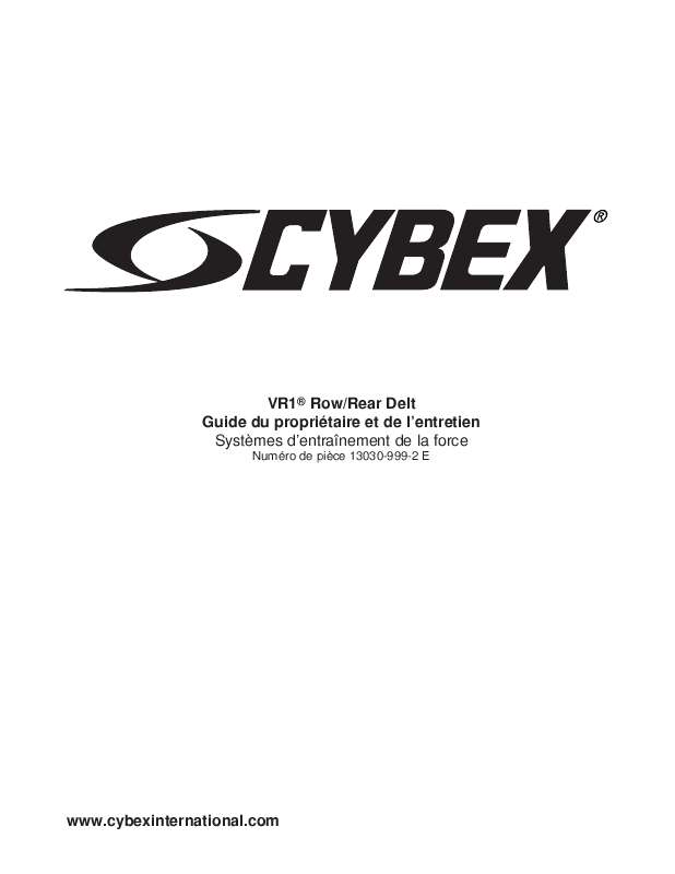 Guide utilisation  CYBEX INTERNATIONAL 13030 ROW-REAR DELT  de la marque CYBEX INTERNATIONAL