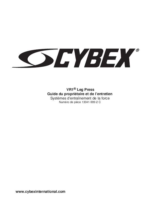 Guide utilisation  CYBEX INTERNATIONAL 13041 LEG PRESS  de la marque CYBEX INTERNATIONAL