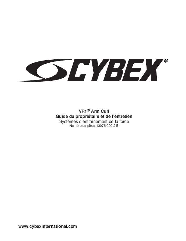 Guide utilisation  CYBEX INTERNATIONAL 13075 ARM CURL  de la marque CYBEX INTERNATIONAL