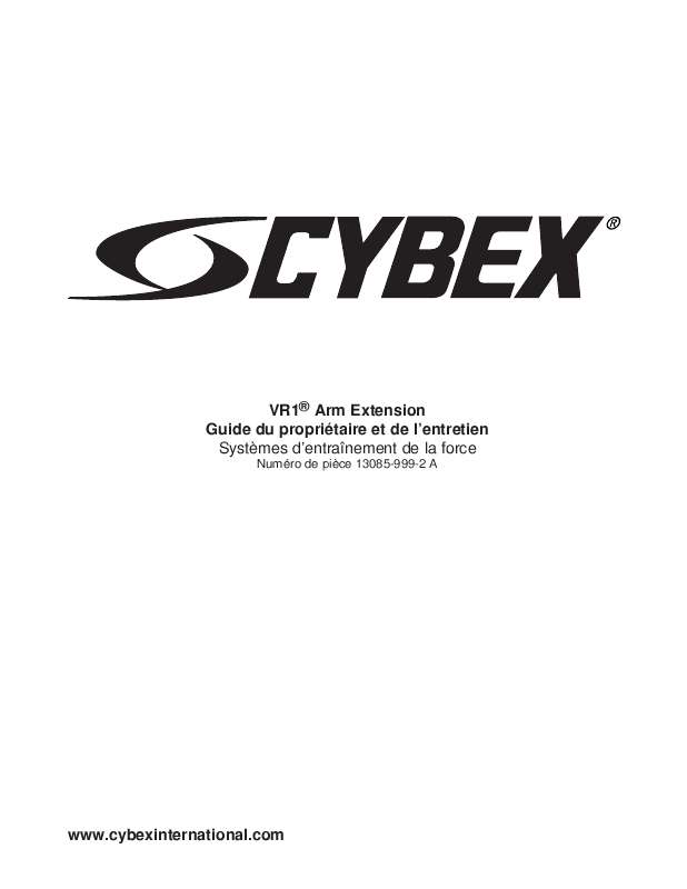 Guide utilisation  CYBEX INTERNATIONAL 13085 ARM EXTENSION  de la marque CYBEX INTERNATIONAL