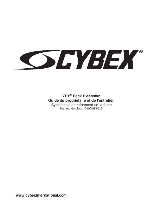 Guide utilisation  CYBEX INTERNATIONAL 13100 BACK EXTENSION  de la marque CYBEX INTERNATIONAL