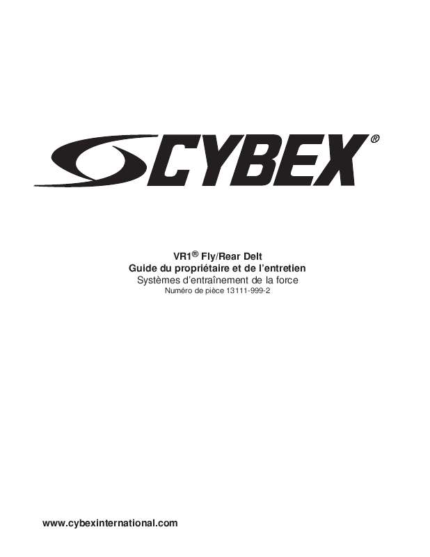 Guide utilisation  CYBEX INTERNATIONAL 13111 FLY-REAR DELT  de la marque CYBEX INTERNATIONAL