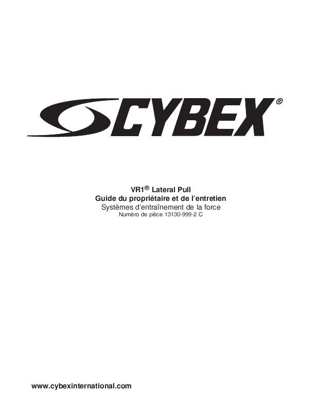 Guide utilisation  CYBEX INTERNATIONAL 13130 LAT PULL  de la marque CYBEX INTERNATIONAL