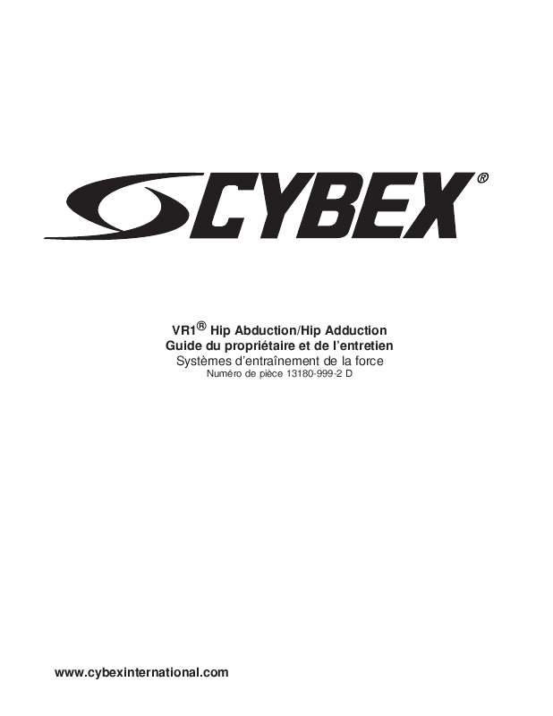 Guide utilisation  CYBEX INTERNATIONAL 13180 HIP AB-AD  de la marque CYBEX INTERNATIONAL