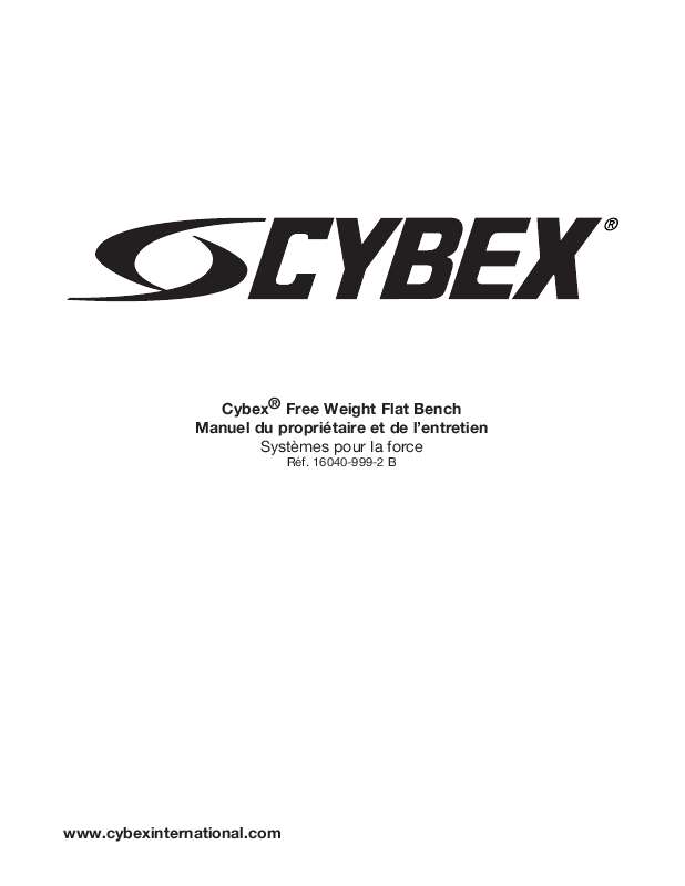 Guide utilisation CYBEX INTERNATIONAL 16040 FLAT BENCH  de la marque CYBEX INTERNATIONAL