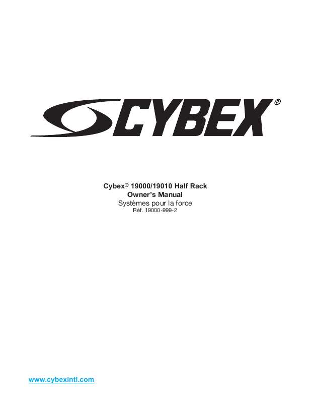 Guide utilisation  CYBEX INTERNATIONAL 19000_19010 HALFRACK  de la marque CYBEX INTERNATIONAL