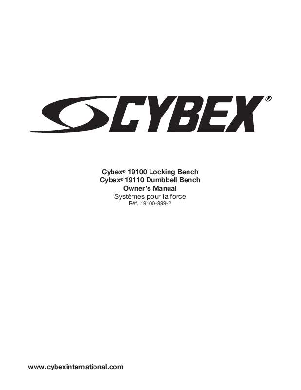 Guide utilisation  CYBEX INTERNATIONAL 19100_19110_BENCHES  de la marque CYBEX INTERNATIONAL
