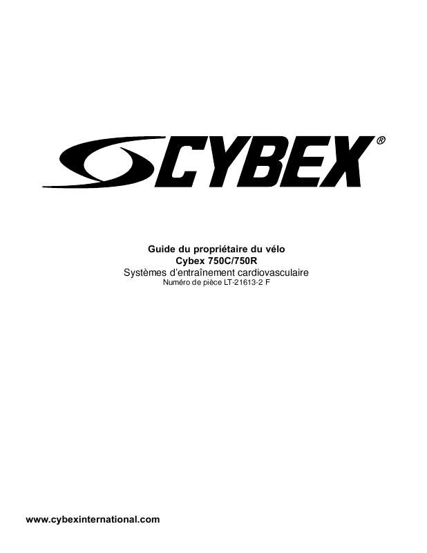 Guide utilisation  CYBEX INTERNATIONAL 750C-750R CYCLE  de la marque CYBEX INTERNATIONAL