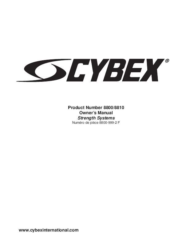 Guide utilisation CYBEX INTERNATIONAL 8800 SERIES FUNCTIONAL TRAINER  de la marque CYBEX INTERNATIONAL