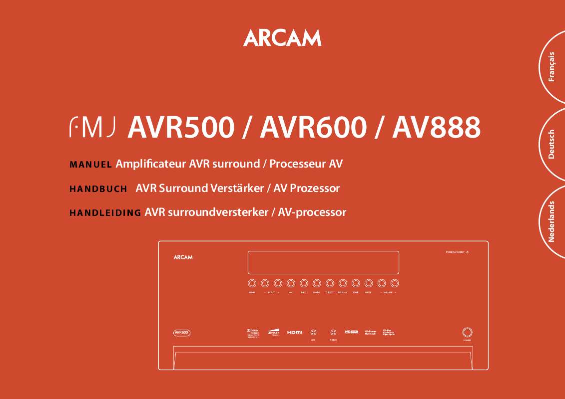 Guide utilisation  ARCAM AVR600  de la marque ARCAM