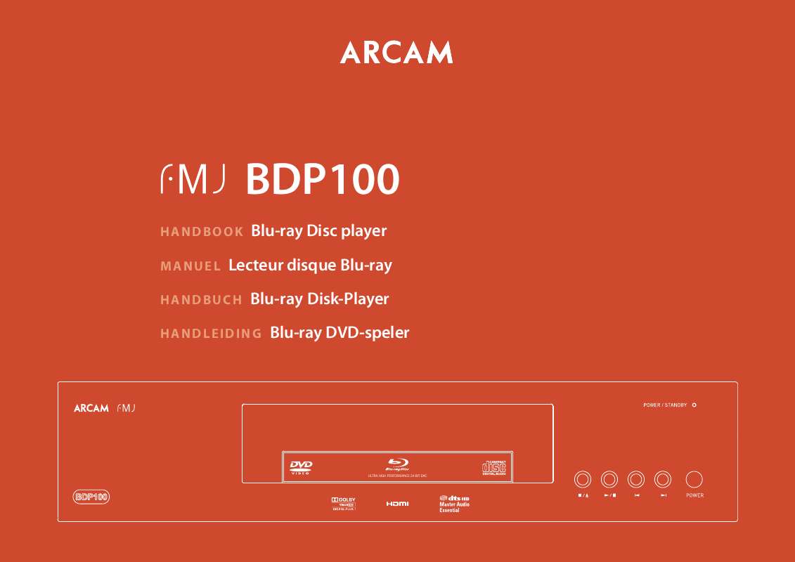Guide utilisation  ARCAM BDP100  de la marque ARCAM