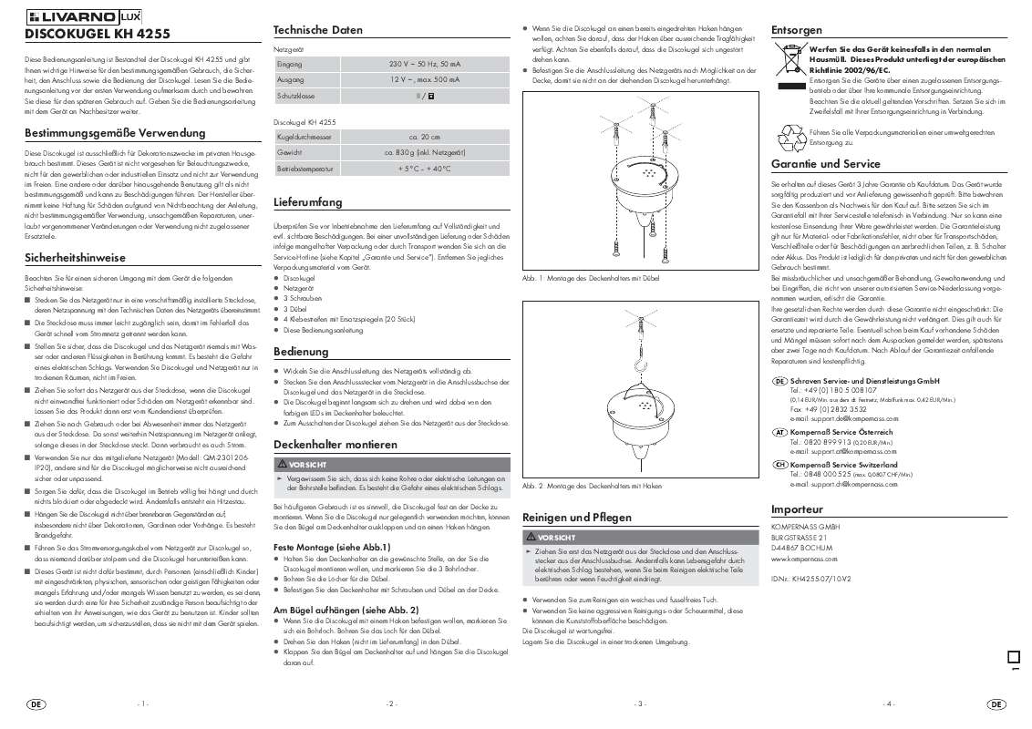 Guide utilisation  LIVARNO KH 4255 DISCO BALL  de la marque LIVARNO