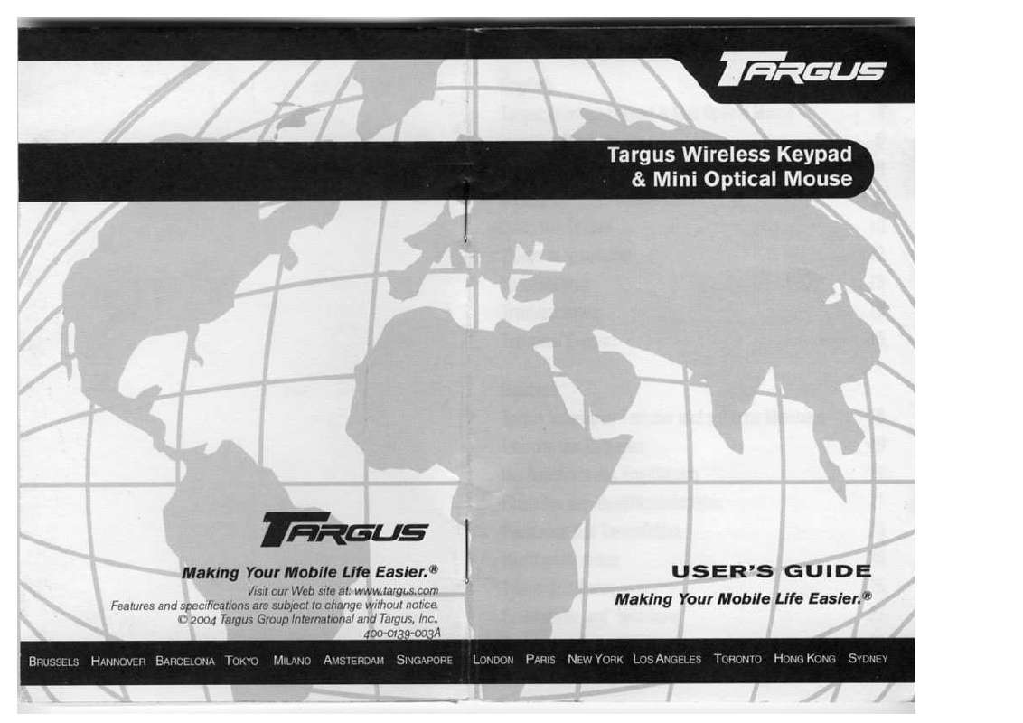 Guide utilisation TARGUS PAKP003-CLAVIER ET SOURIS SANS FIL  de la marque TARGUS